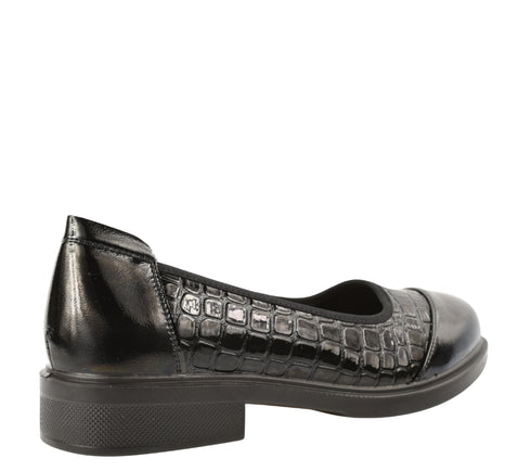 Pantofi casual, dama, PASS COLLECTION, X470007A negru, piele lacuita